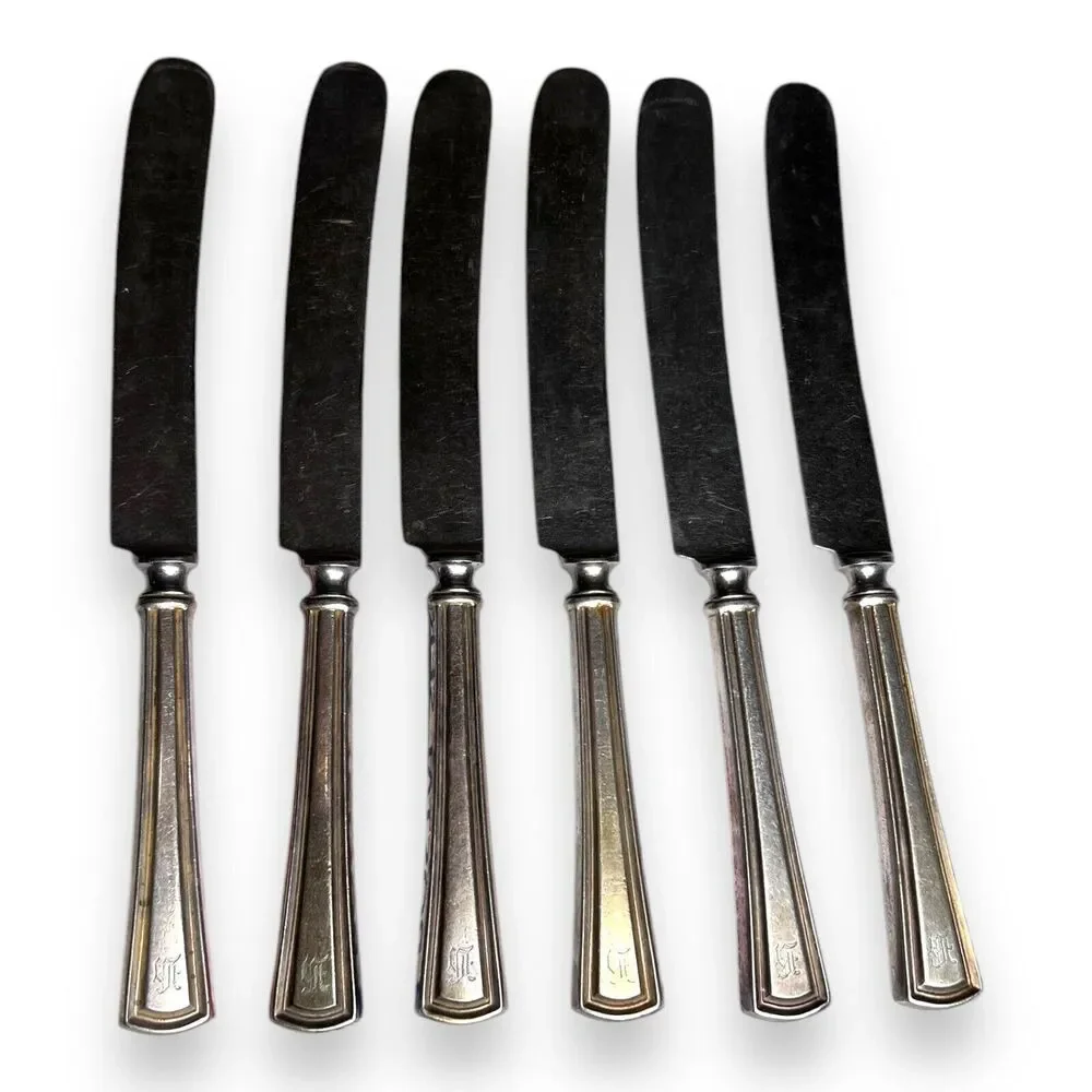 Alvin Silmet Vintage Set Of 6 Silver Plated Kitchen Dinner Butter Knives - 9”